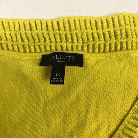 Talbots Womens Tank Yellow V-Neck Sleeveless Cotton Blend Top Plus Size 1X * - Picture 4 of 12